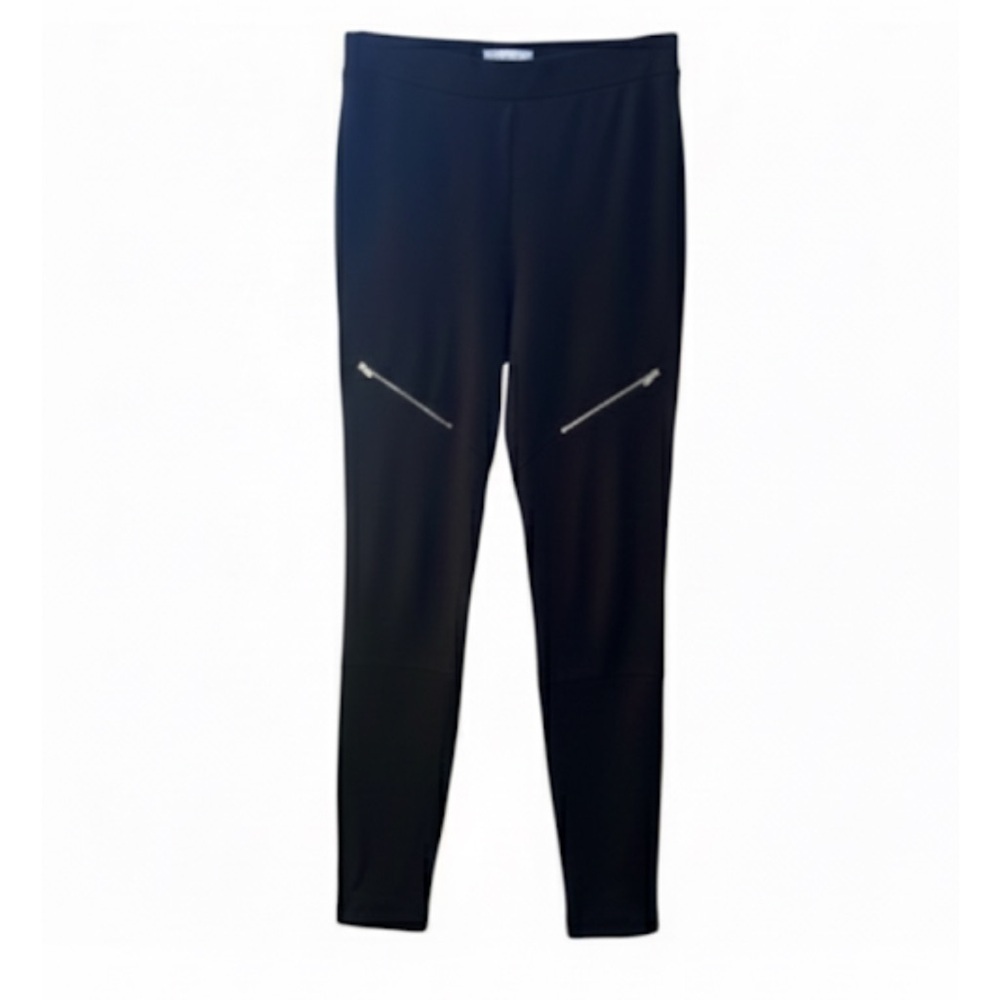Parker Smith Black Pull On Slim Fit Pants Silver Zippers On Legs Size Small EUC!